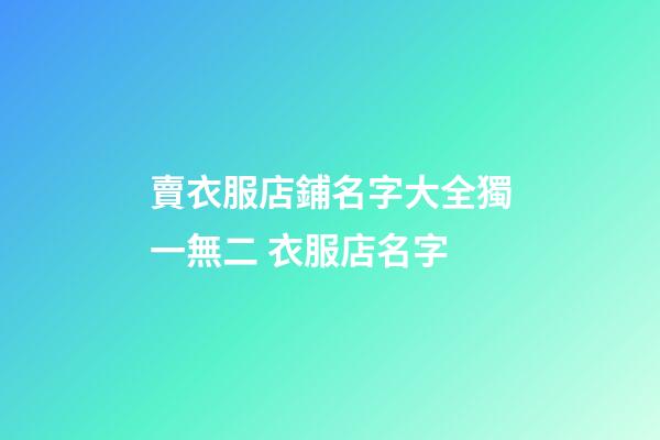 賣衣服店鋪名字大全獨一無二 衣服店名字-第1張-店鋪起名-玄機派